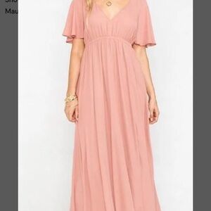 Show Me Your Mumu Emily Empire Maxi Dress in
Rustic Mauve Crisp NWTT21